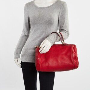 Gucci Red Pebbled Leather Soho Boston Bag